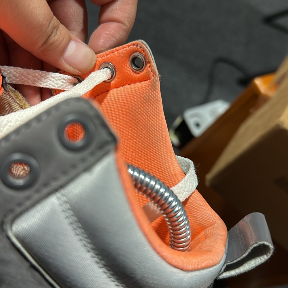 Gray and Orange High-Top Sneakers - Picture 5 of 5